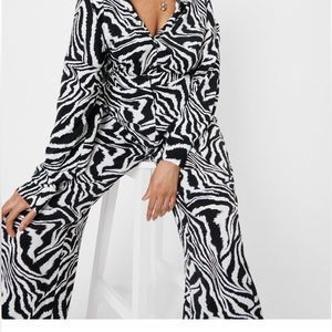 Nasty Gal Plus Size Zebra Print Wide Leg Pants High Waist NWT